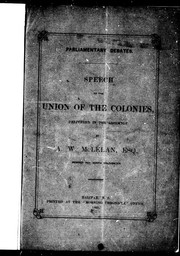 Cover of: Speech on the union of the colonies, delivered in the Assembly