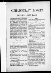 Cover of: Complimentary banquet to the Hon. John Rose by 