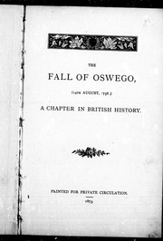 Cover of: The fall of Oswego (14th August, 1756) by 