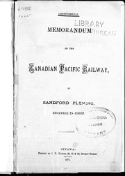 Cover of: Memorandum on the Canadian Pacific Railway