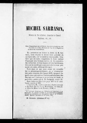 Cover of: Michel Sarrasin: médecin du roi à Québec, conseiller au Conseil supérieur, etc., etc