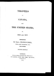 Cover of: Travels in Canada and the United States in 1816 and 1817 by Francis Hall