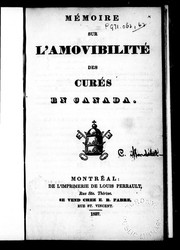 Cover of: Mémoire sur l'amovibilité des curés en Canada by Jean-Jacques Lartigue