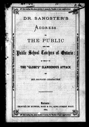 Cover of: Dr. Sangster's address to the public and the public school teachers of Ontario by John Herbert Sangster