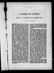 Cover of: A paper on Cicero