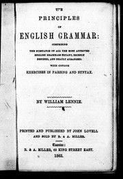 Cover of: The principles of English grammar by by William Lennie.