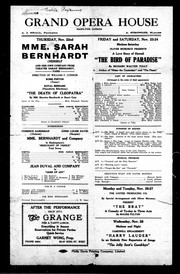 Cover of: Thursday, Nov. 22nd, Mme. Sarah Bernhardt: (herself and her own company from Theatre Sarah Bernhardt, Paris ... Friday and Saturday, Nov. 23-24 ... Oliver Morosco presents a love story of Hawaii, " The Bird of Paradise" by Richard Walton Tully