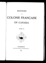 Cover of: Histoire de la colonie française en Canada