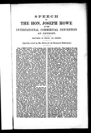 Cover of: Speech of the Hon. Joseph Howe | 