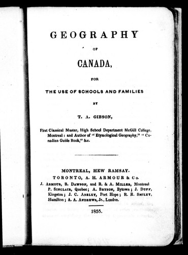 Geography of Canada for the use of schools and families