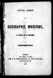 Cover of: Nouvel abrégé de géographie moderne à l'usage de la jeunesse by Jean Holmes