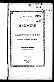 Cover of: Réponse au mémoire de MM. Brousseau, frères, imprimeurs des Soirées canadiennes