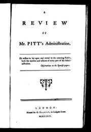 Cover of: A review of Mr. Pitt's administration