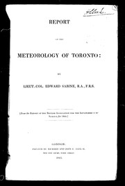 Cover of: Report on the meteorology of Toronto by Sabine, Edward Sir