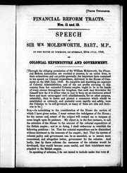 Cover of: Speech of Sir Wm. Molesworth, Bart., M.P., in the House of Commons, on Tuesday, 25th July, 1848 by Molesworth, William Sir