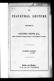 Cover of: An inaugural lecture