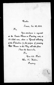 Cover of: Circular: your attendance is requested at the Ontario House on Saturday next ... where a general meeting of the subscribers, for the purpose of procuring club rooms in this city, will take place