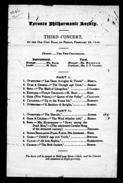 Cover of: Third concert, at the old City Hall, on Friday, February 20, 1846 by Toronto Philharmonic Society
