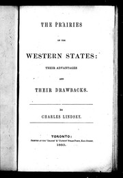 Cover of: The prairies of the Western states: their advantages and drawbacks