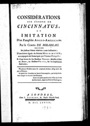 Cover of: Considérations sur l'Ordre de Cincinnatus, ou Imitation d'un pamphlet anglo-américain