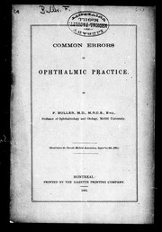 Cover of: Common errors in ophthalmic practice