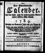 Der Neu-Schottländische Calendar auf das Jahr, nach der heilbringenden Geburt unsers Herrn Jesu Christi 1789