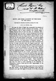 Cover of: Egypt, and some account of the Book of the dead: read before the Hamilton Association, January 8th, 1891