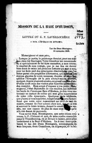 Cover of: Mission de la Baie d'Hudson: lettre du R.P. Laverlochè re à Mgr. l'évêque de Bytown