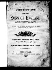 Constitution of the Sons of England Benevolent Society by Sons of England Benevolent Society