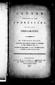 Cover of: Letter addressed to the addressers, on the late proclamation by Thomas Paine