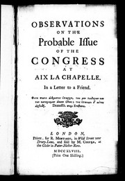 Observations on the probable issue of the congress at Aix La Chapelle