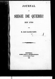 Journal du Siège de Québec en 1759 by Jean Claude Panet