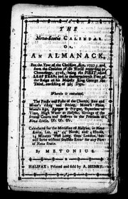 The Nova-Scotia calendar, or, An almanack for the year of the Christian ñra, 1777 by Metonius