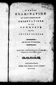 Cover of: A brief examination of Lord Sheffield's Observations on the commerce of the United States