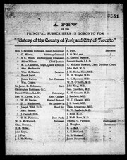 Cover of: A Few of the principal subscribers in Toronto for "History of the county of York and city of Toronto" by 