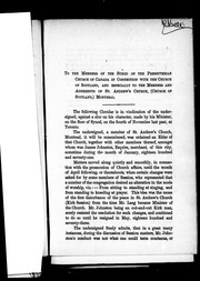 Cover of: To the members of the Synod of the Presbyterian Church of Canada in Connection with the Church of Scotland: and especially to the members and adherents of St. Andrew's Church (Church of Scotland), Montreal