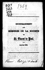 Cover of: Encouragement aux membres de la Société de St. Vincent de Paul: janvier 1869