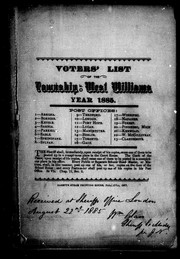 Cover of: Voters' list for the township of West Williams: year 1885