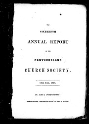 Cover of: The sixteenth annual report of the Newfoundland Church Society, 17th June, 1857 by Newfoundland Church Society