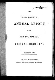 Cover of: The nineteenth annual report of the Newfoundland Church Society, 21st June, 1860