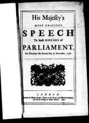 Cover of: His Majesty's most gracious speech to both houses of Parliament on Thursday the second day of December, 1756