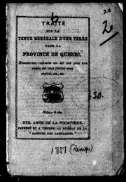 Cover of: Traité sur la tenue générale d'une terre dans la province de Québec by Habitant du district de Montréal