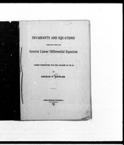 Invariants and equations associated with the general linear differential equation by George F. Metzler