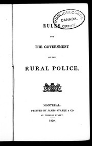 Cover of: Rules for the government of the rural police by 