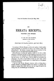 Cover of: On errata recepta, written and spoken