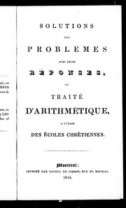 Cover of: Solutions des problèmes avec leur réponses, du traité d'arithmé tique by 