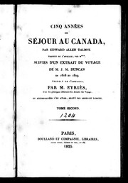 Cover of: Cinq années de séjour au Canada by Edward Allen Talbot