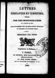 Cover of: Lettres édifiantes et curieuses écrites par des missionnaires de la Compagnie de Jésus: collationnées sur les meilleures éditions, et enrichies de nouvelles notes