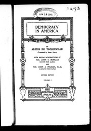 Cover of: Democracy in America by Alexis de Tocqueville