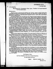 Cover of: [Lettre]: depuis que j'ai eu l'honneur de présenter mon dernier rapport, certains articles diciplinaires de l'Université ont donné un prétexte aux élèves ..